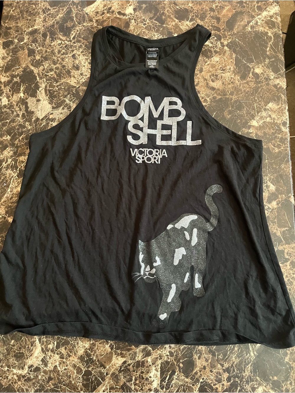 Victoria Sport "Bombshell" Black Graphic Tank size large